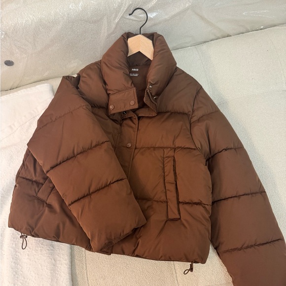 Mango Adjustable padded anorak. Puffer Jacket Brown - Picture 8 of 12